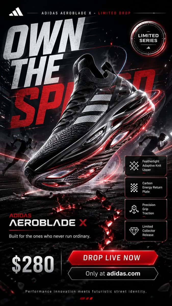 Adidas AeroBlade X Limited Drop Poster