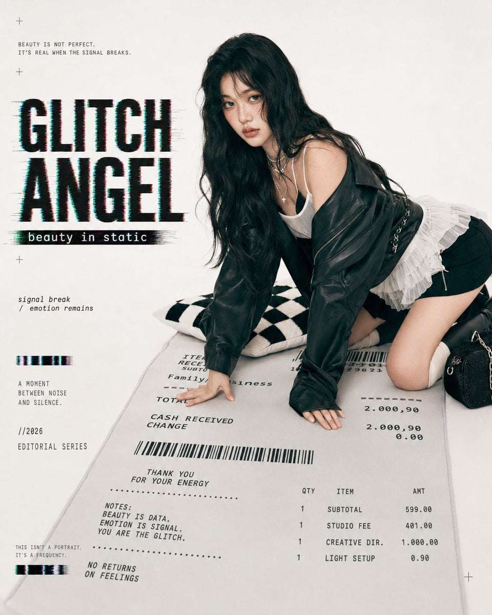 AI Fashion Portrait Glitch Typography