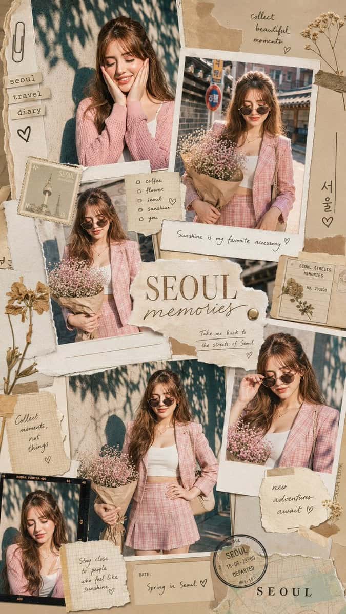 AI Travel Scrapbook Collage Template