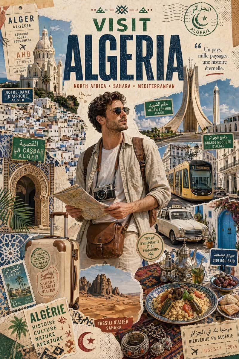 Algeria Travel Poster Graphic Collage