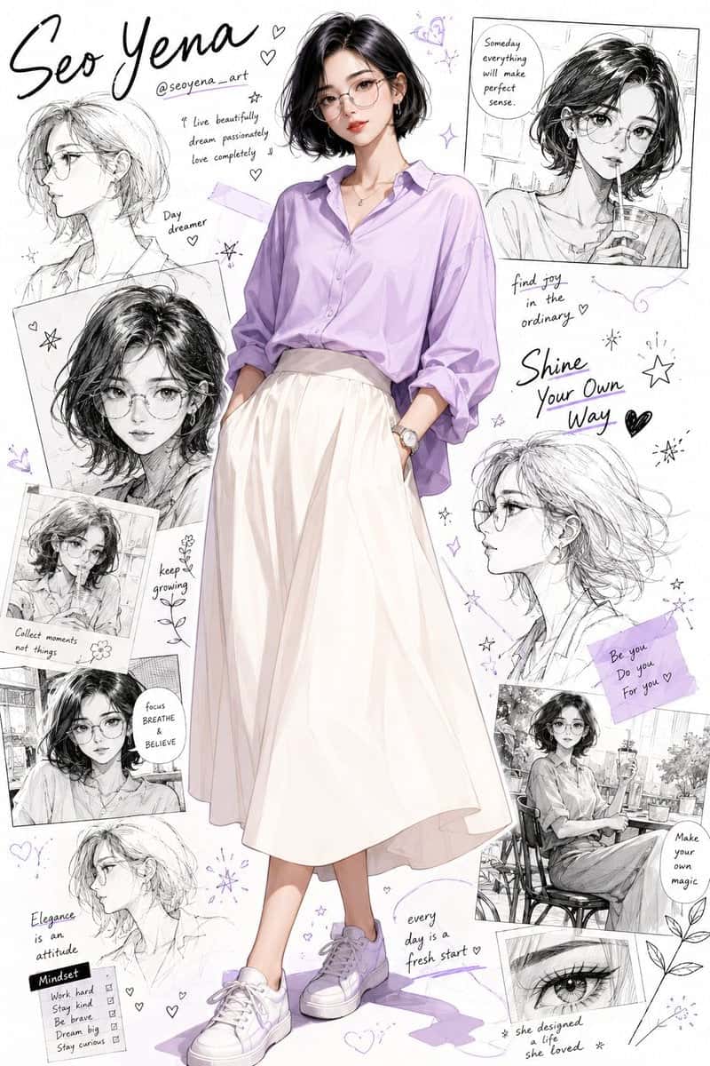 Anime Fashion Illustration Portrait Template