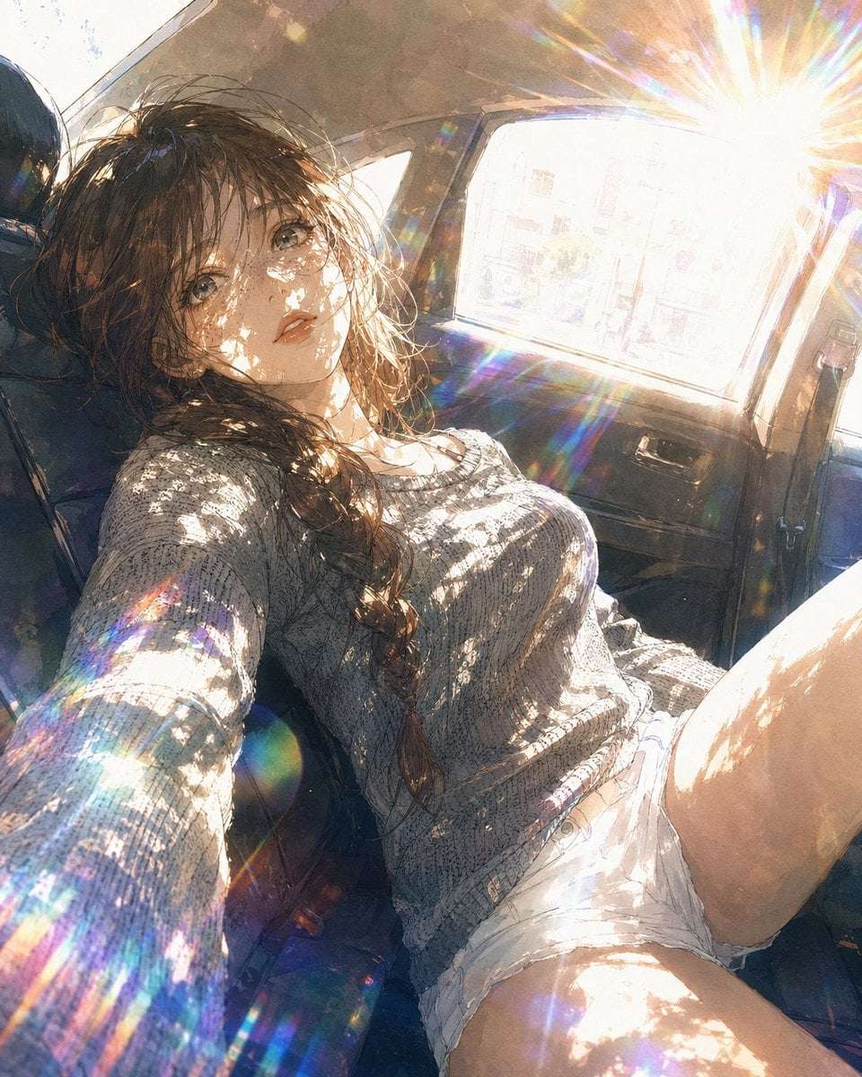 Anime Girl Car Interior Solar Flare