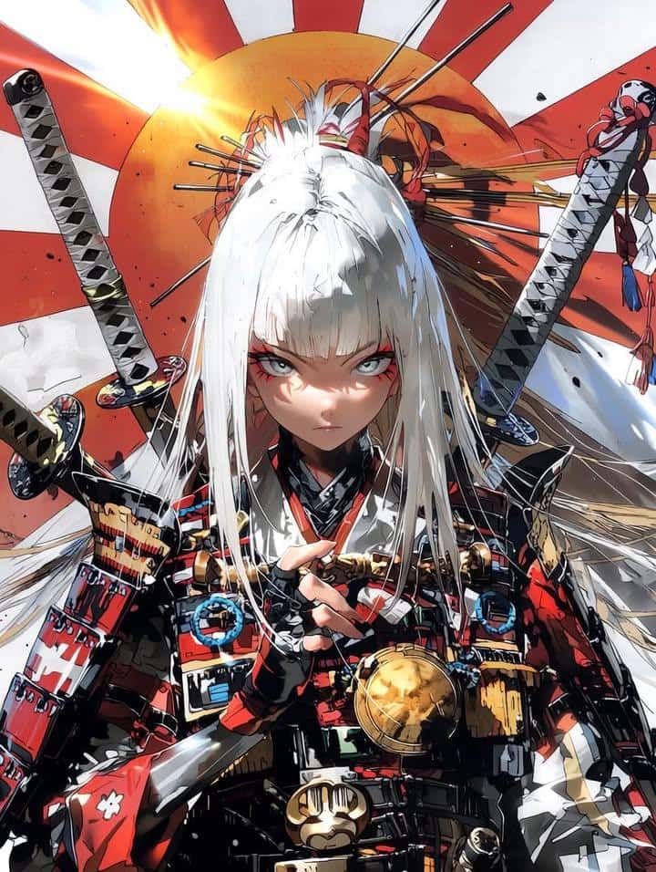 Anime Samurai Warrior Portrait Template