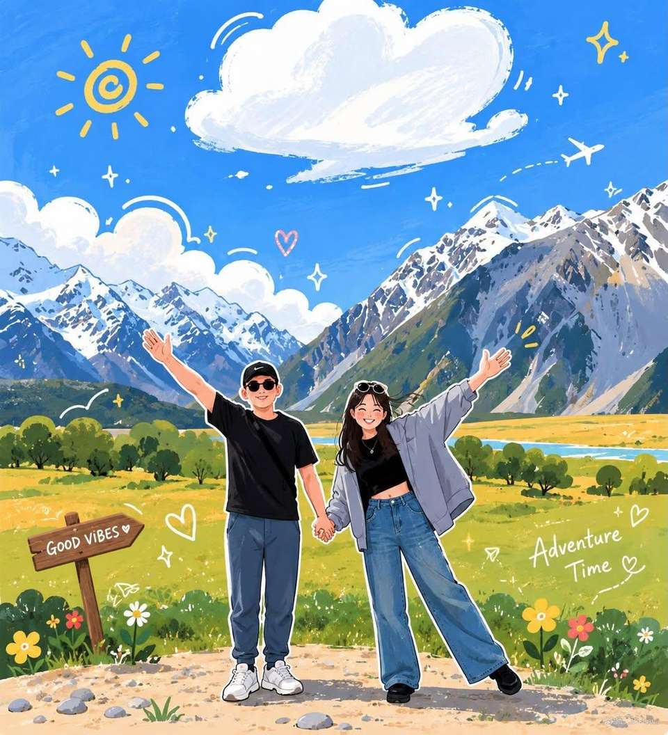 Anime Travel Photo Illustration Template