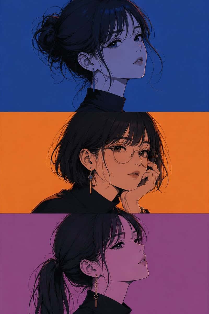 Anime Triptych Portrait Template