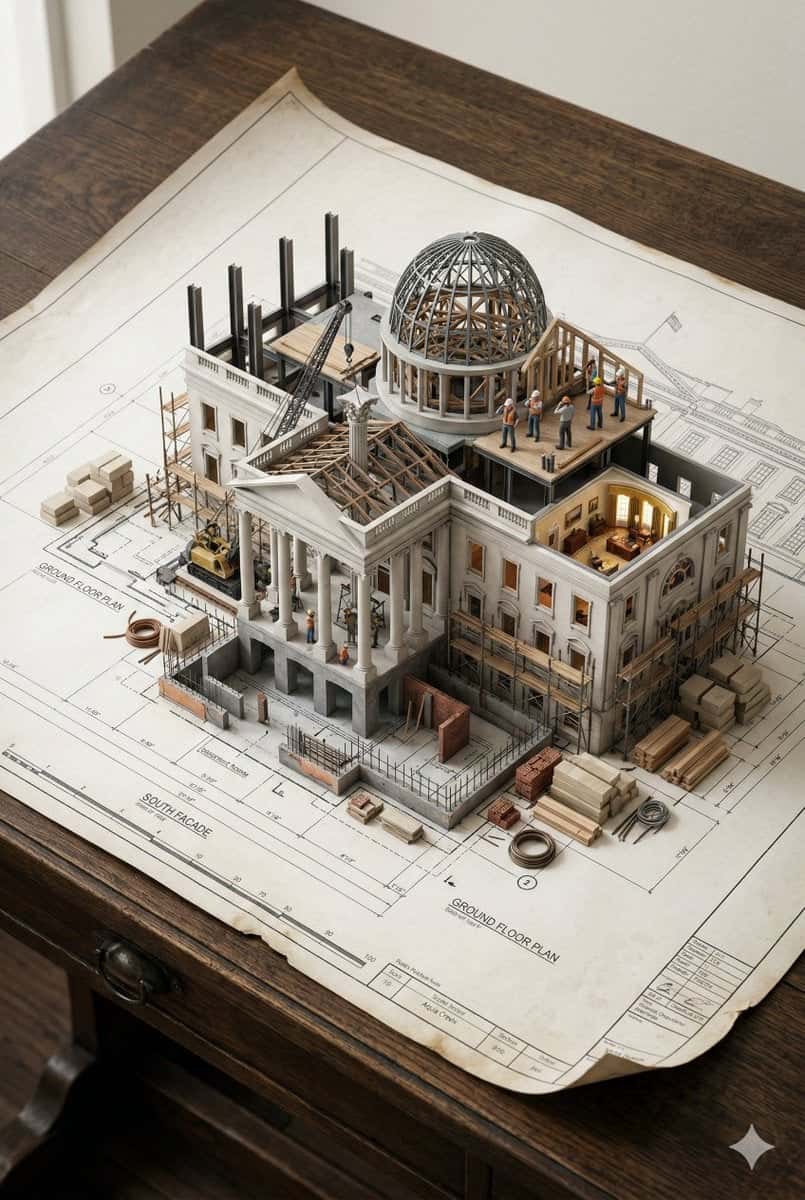 Architectural Blueprint Diorama AI Prompt