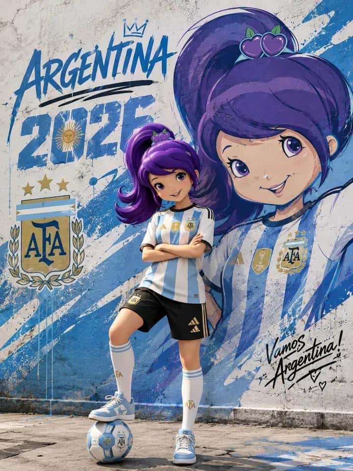 Argentina Football Anime Girl Poster