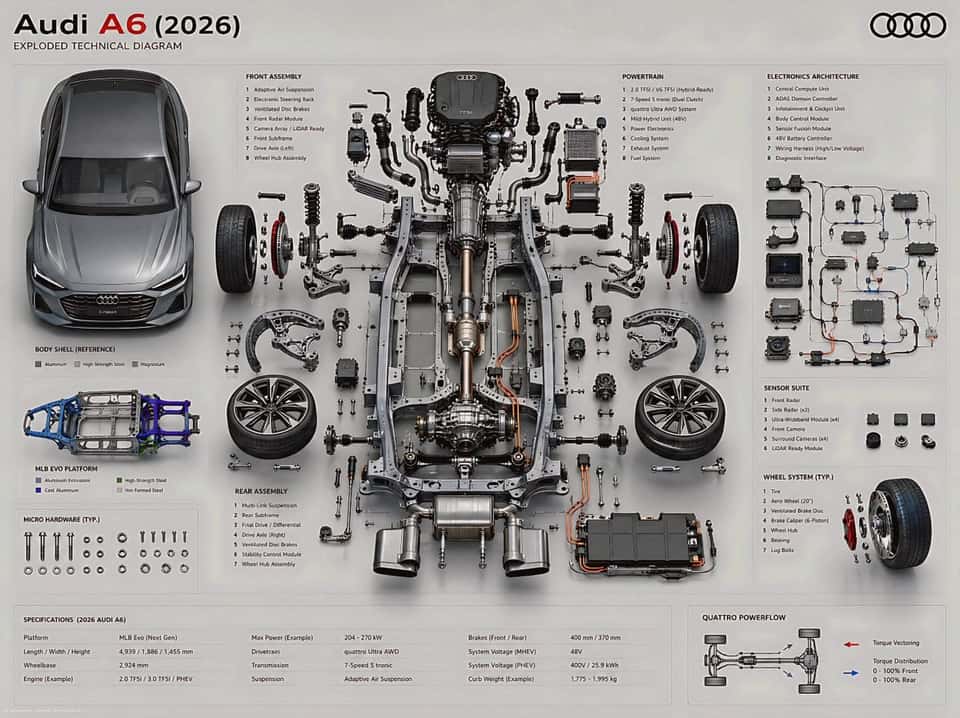 Audi A6 2026 Exploded Technical Diagram
