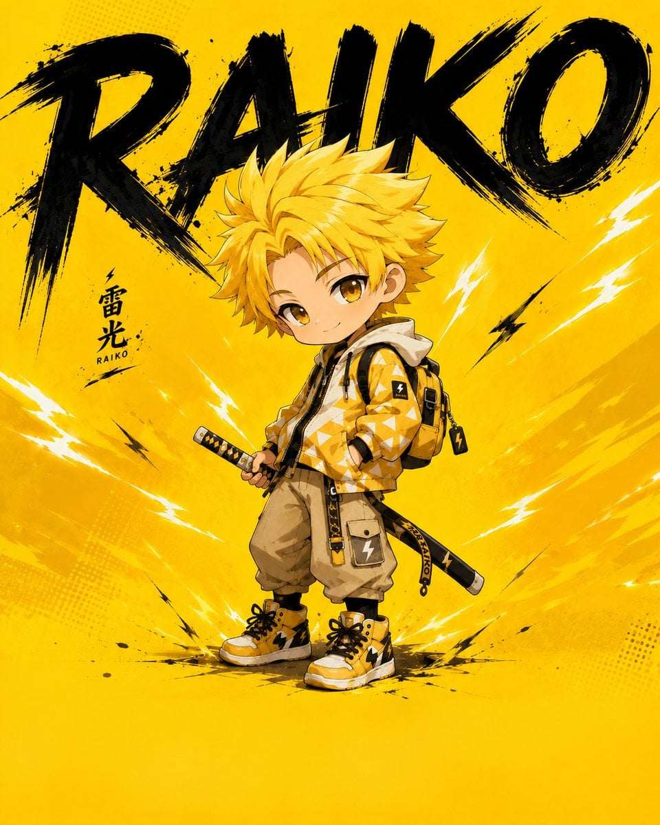 Chibi Anime Boy Poster Template