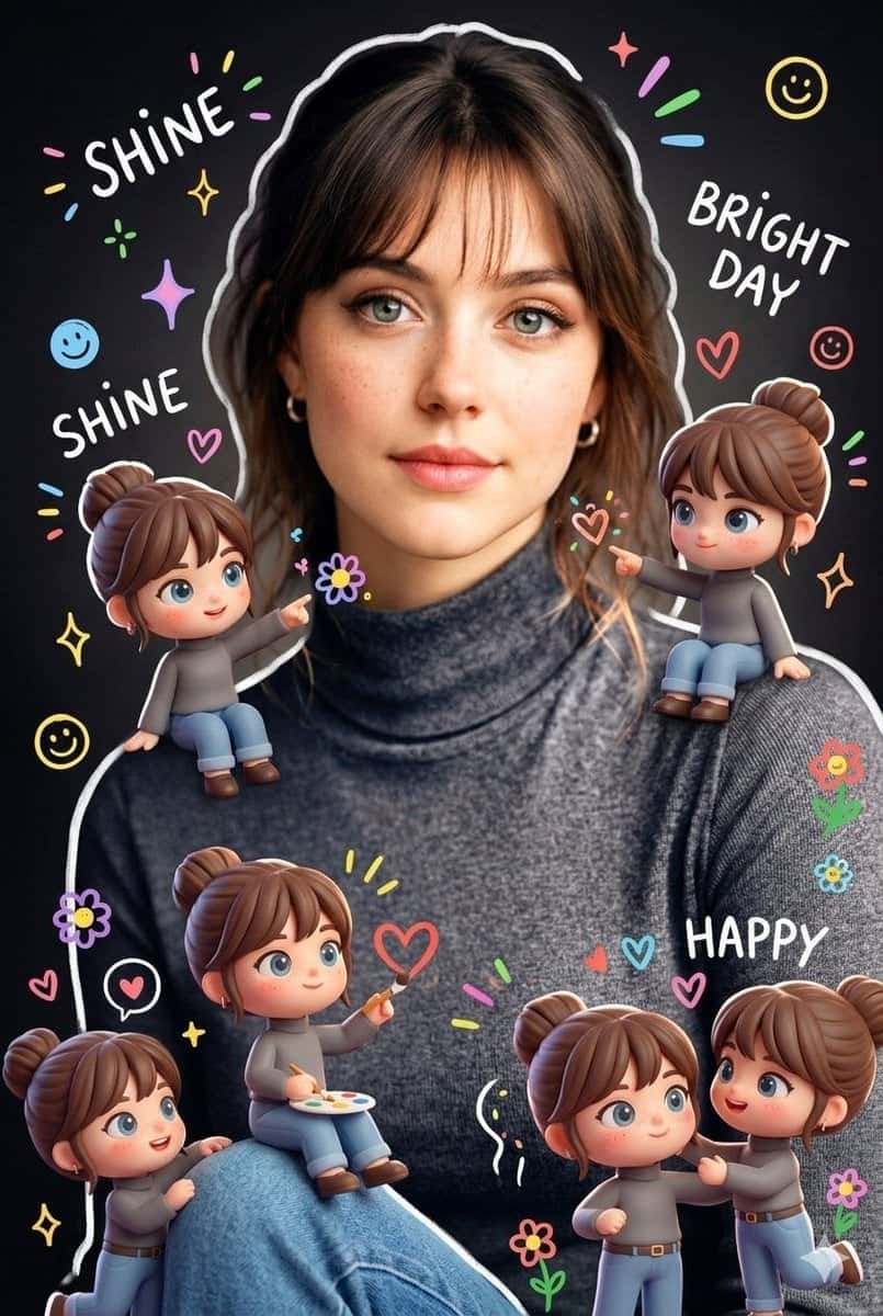 Chibi Miniatures Realistic Photo Doodle
