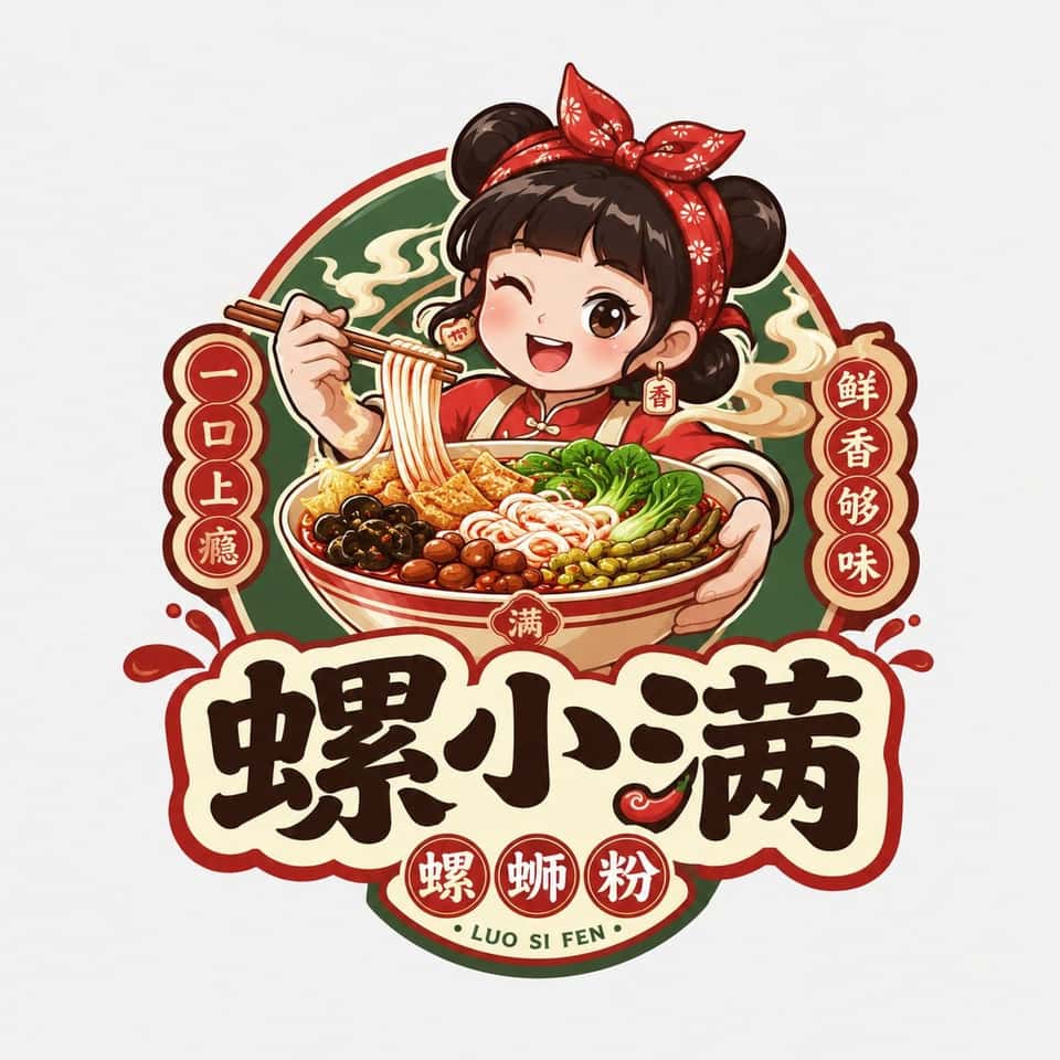 Chinese Food Mascot Badge Logo Design