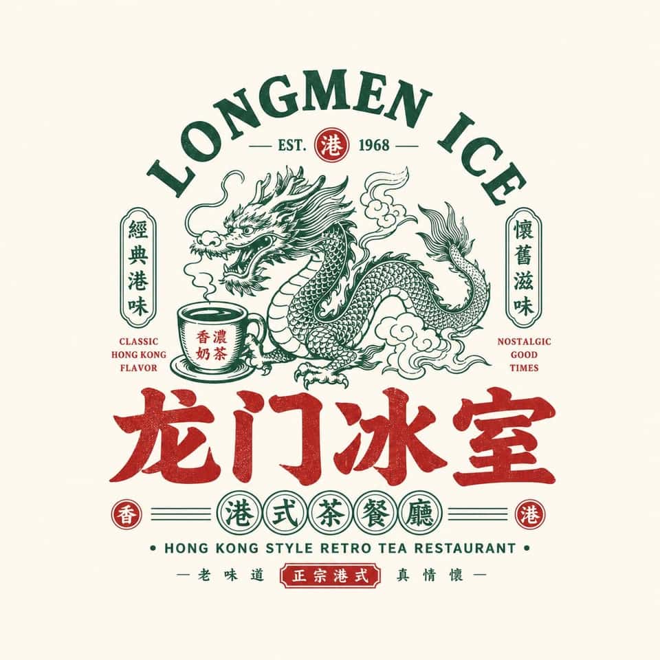 Chinese Retro Food Emblem Logo