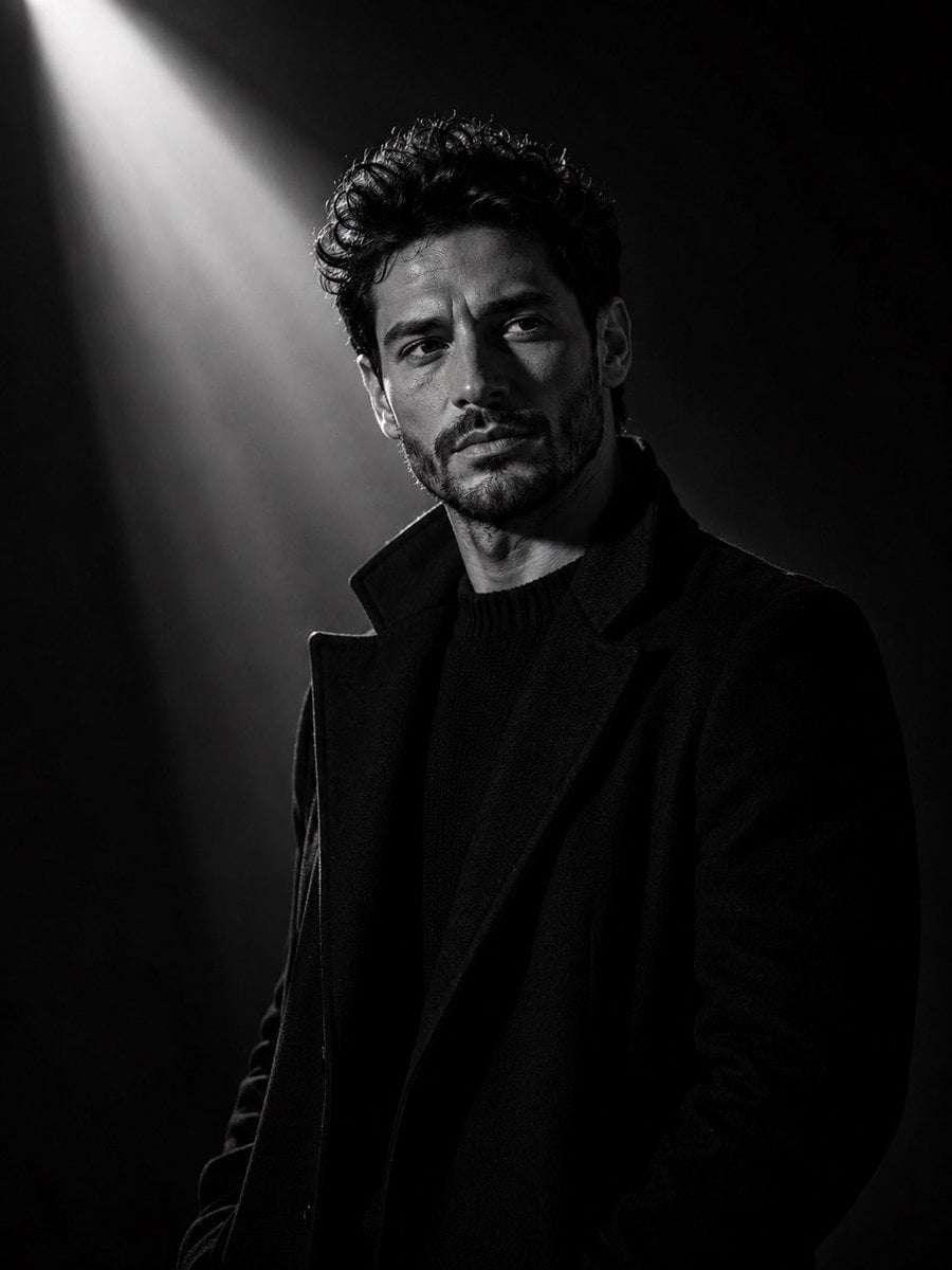 Cinematic Black White Man Portrait Template