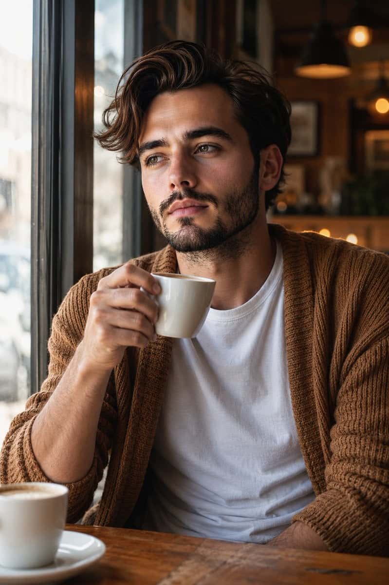Cinematic Cafe Portrait Young Man