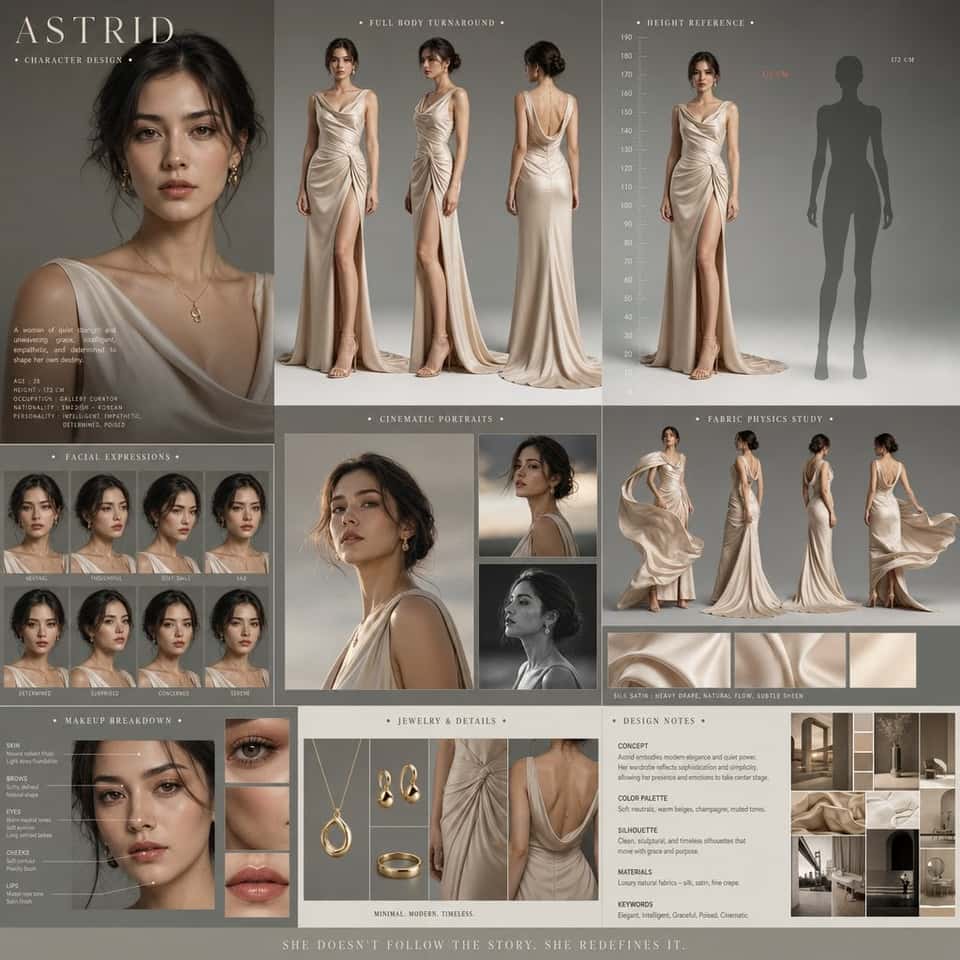 Cinematic Character Design Board Template