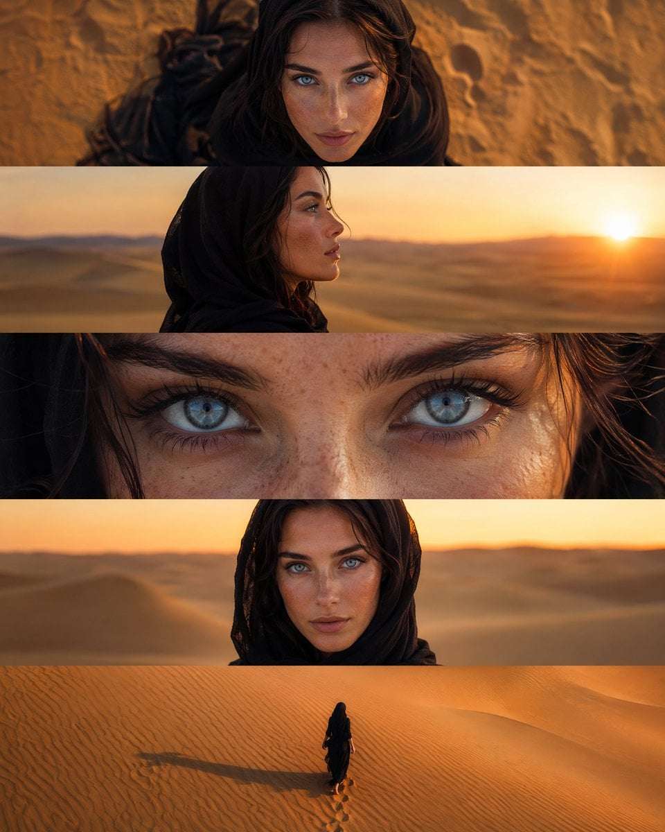 Cinematic Desert Woman Collage Template