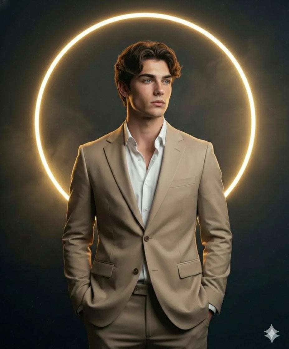 Cinematic Handsome Man Neon Halo Portrait