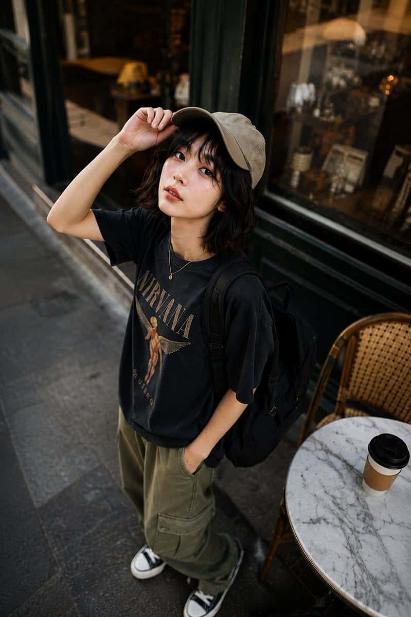 Cinematic Korean Woman Cafe Portrait
