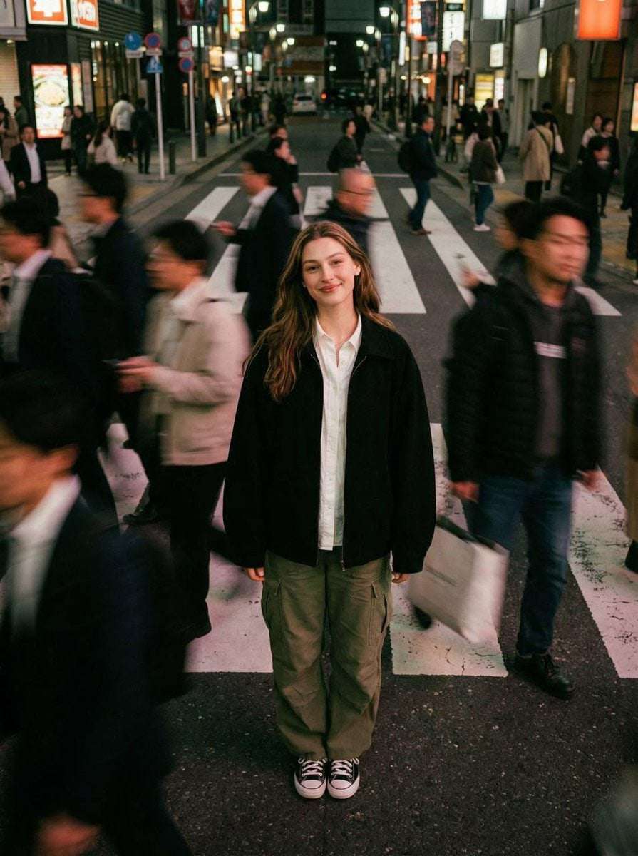 Cinematic Night Street Portrait AI Prompt