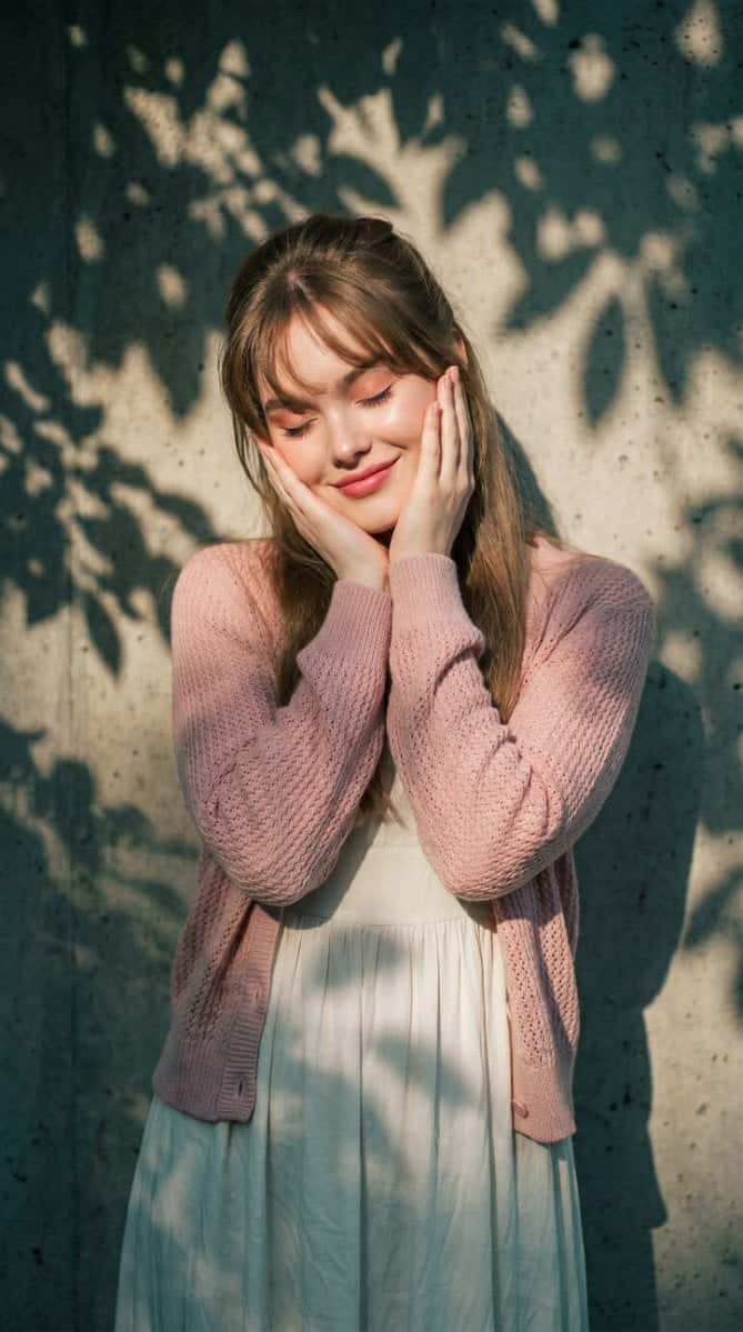 Cinematic Portrait Dappled Sunlight Woman