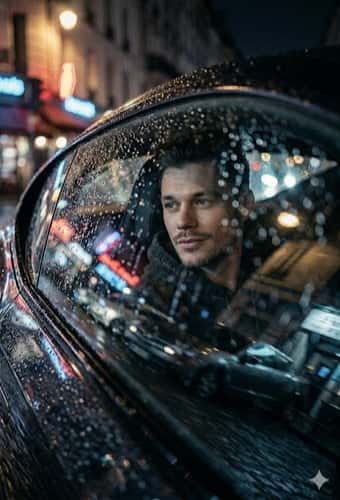 Cinematic Rainy Car Window Portrait
