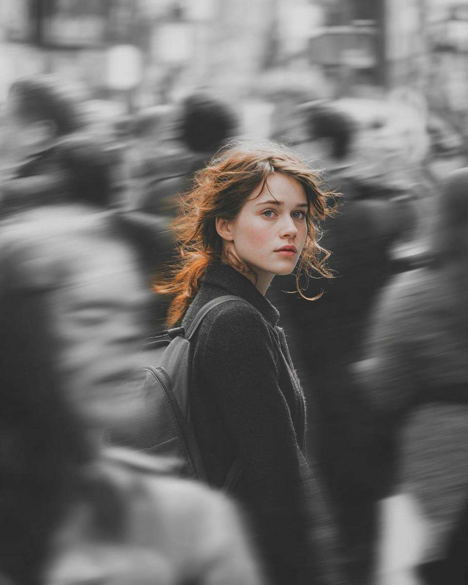Cinematic Street Portrait Selective Color