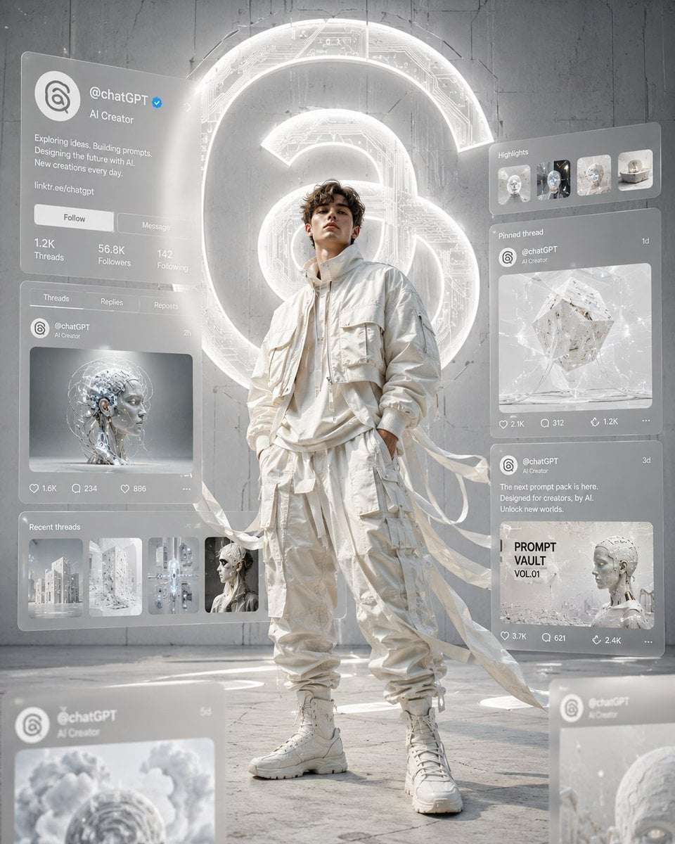 Cinematic Threads Fashion Model Holographic UI