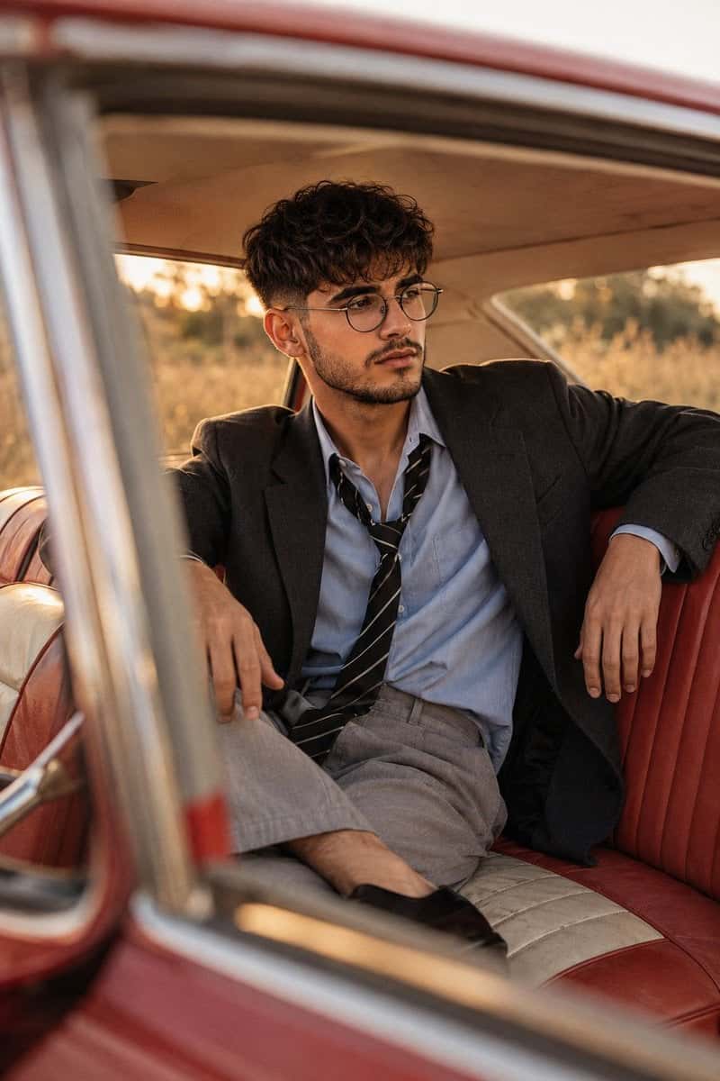 Cinematic Vintage Car Portrait Golden Hour