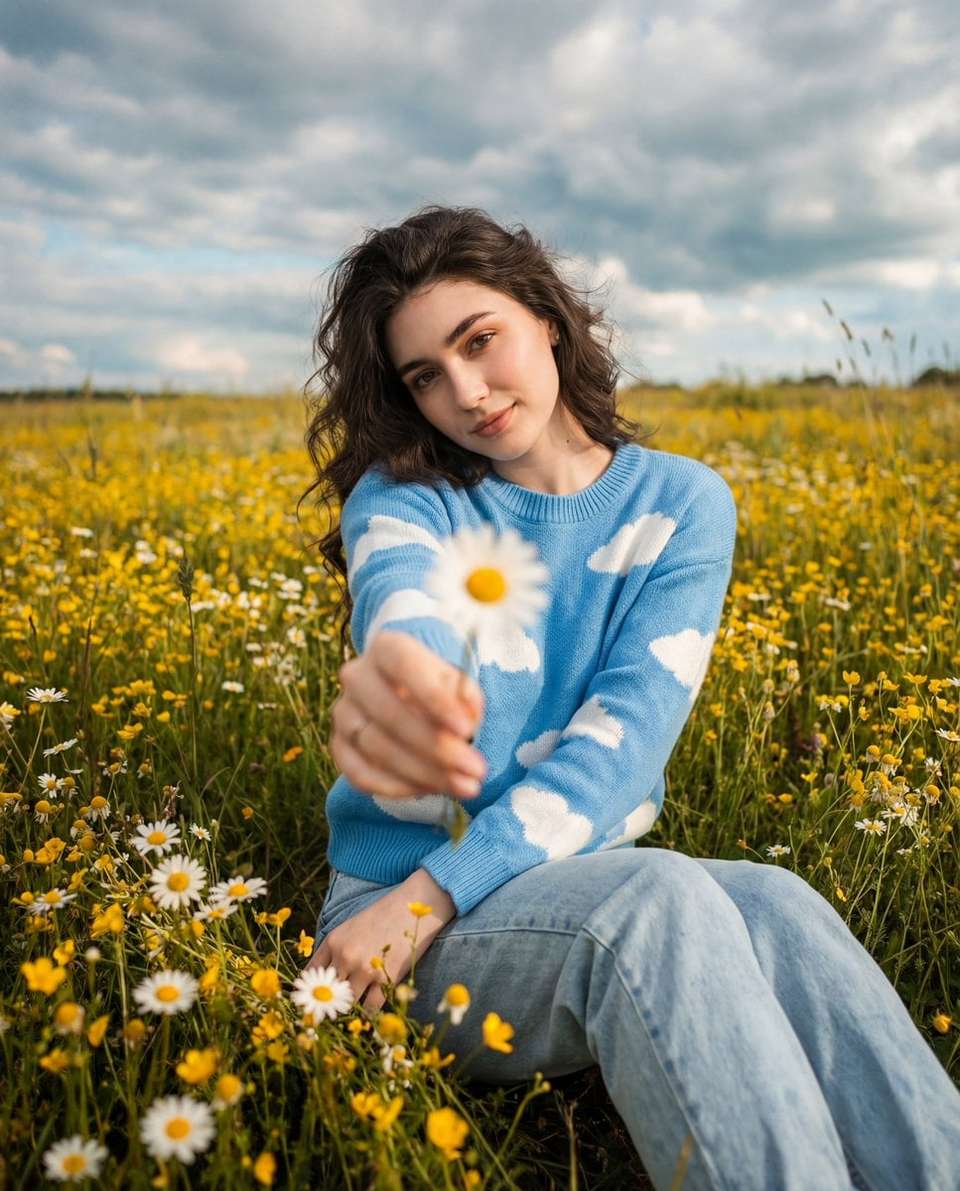 Cinematic Wildflower Portrait AI Prompt