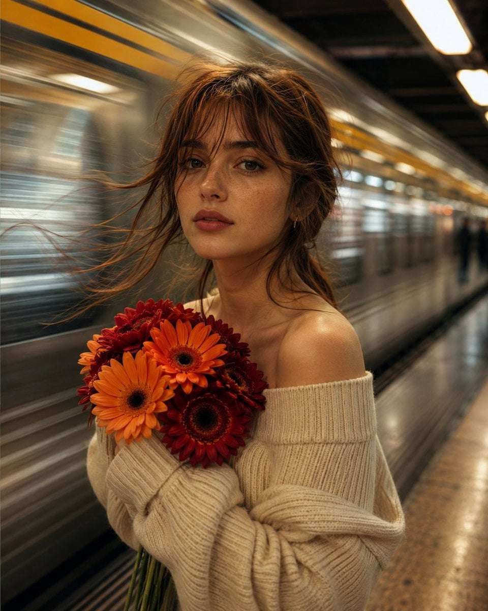 Cinematic Woman Subway Portrait Template