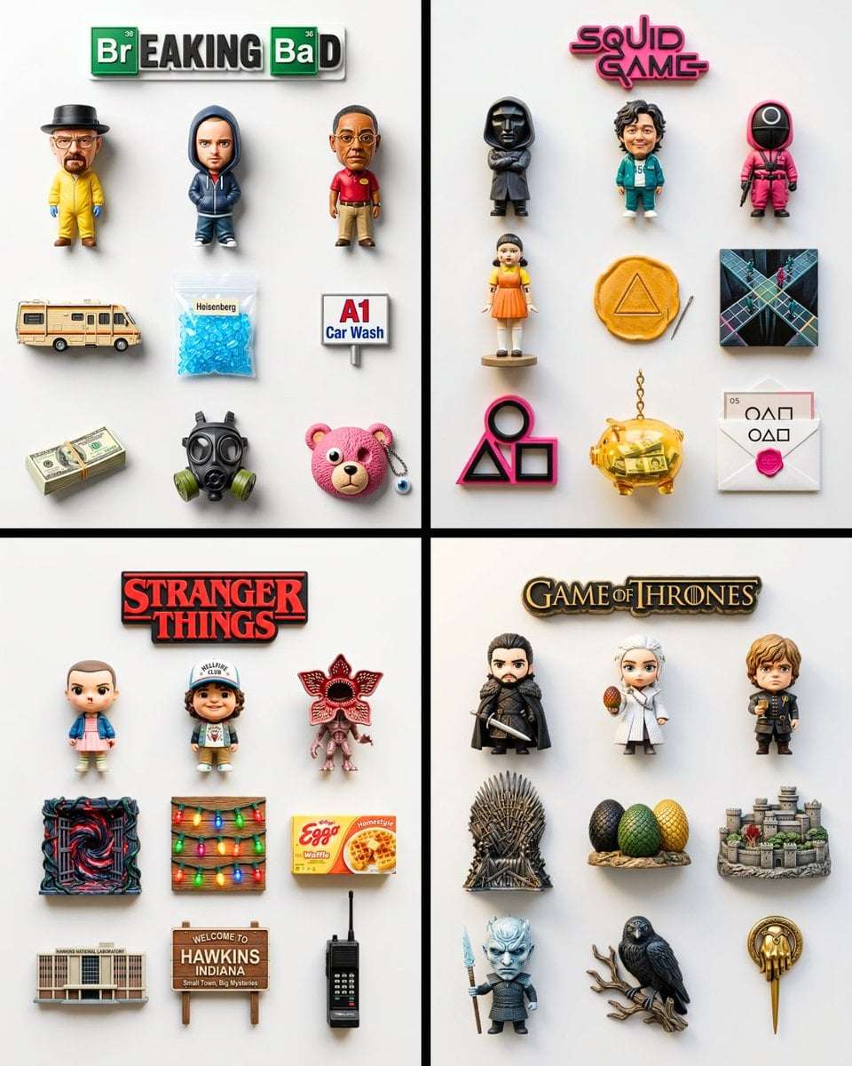 Country Fridge Magnets Photorealistic Product Render