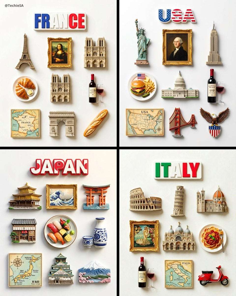 Country Fridge Magnets Photorealistic Product Render