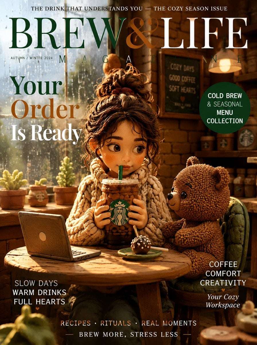 Cozy Claymation Starbucks Girl Cold Brew