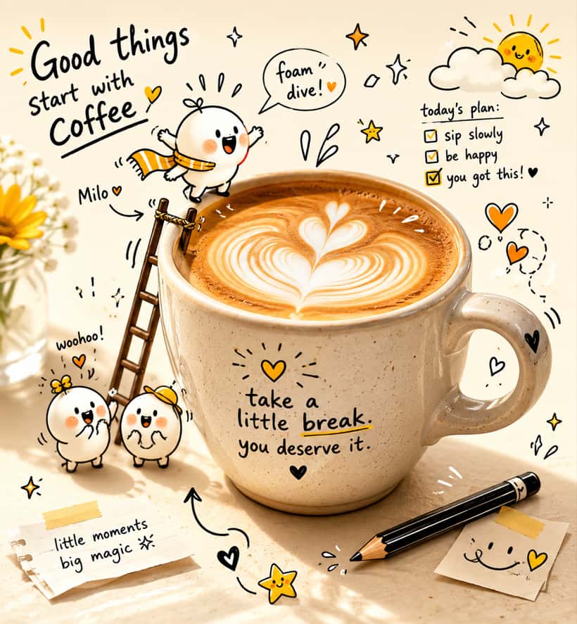 Cozy Morning Coffee Cup Doodles