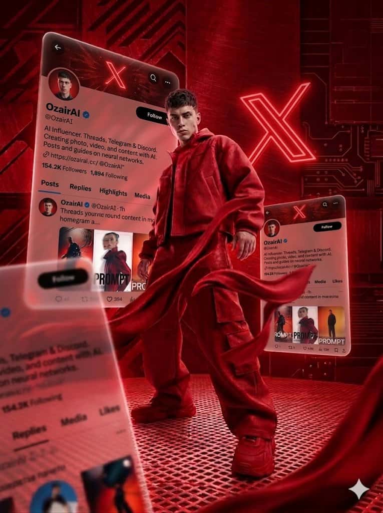 Crimson AI Techwear Model Prompt Template