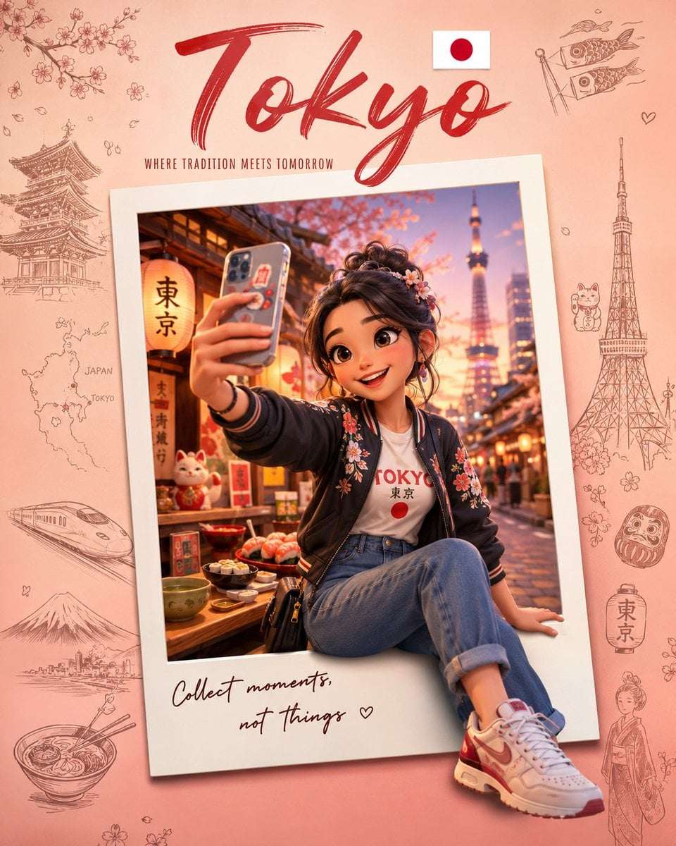 Cute 3D Travel Poster AI Prompt