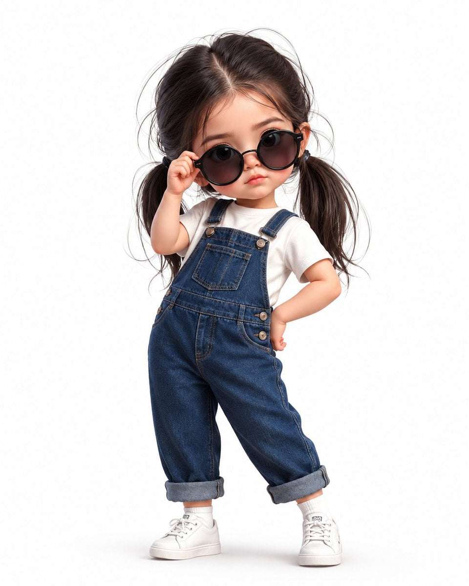Cute Chibi Girl 3D Illustration Template