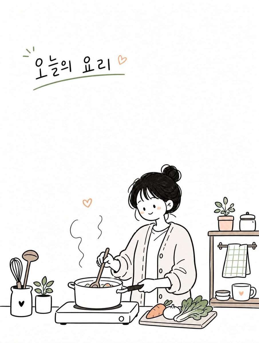 Cute Korean Doodle Editorial Illustration Template