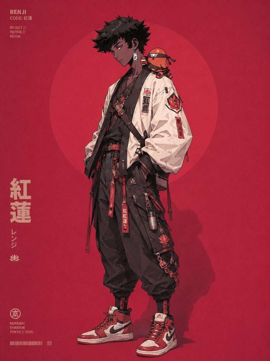 Cyberpunk Anime Fashion Illustration Template
