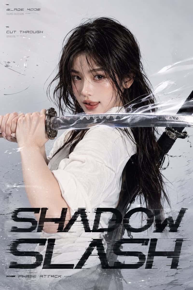 Cyberpunk Samurai Woman Action Poster