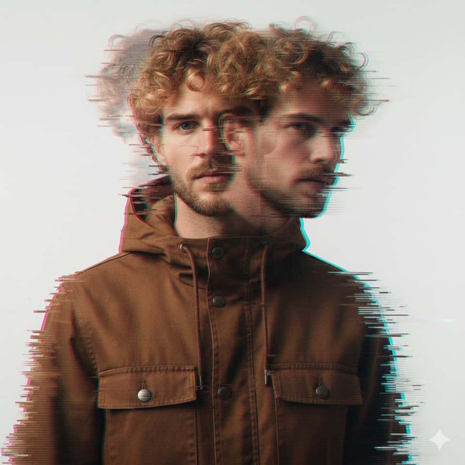 Double Exposure Man Editorial Glitch Photo