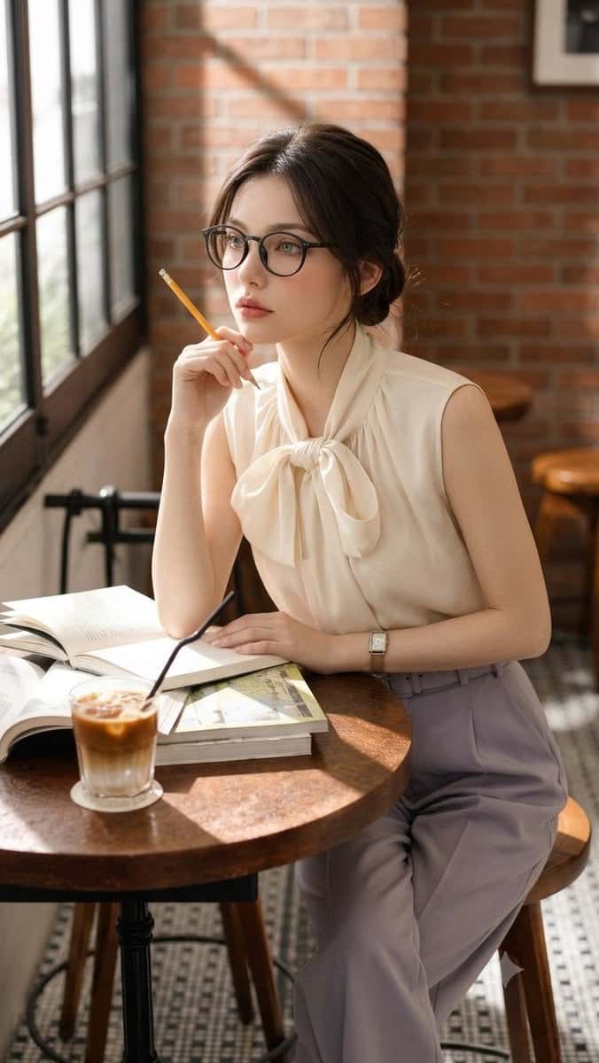 Douyin Aesthetic Cafe Portrait Template