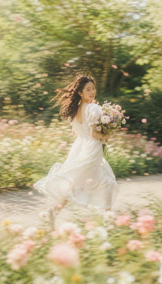 Dreamy Garden Portrait Slow Shutter Photography