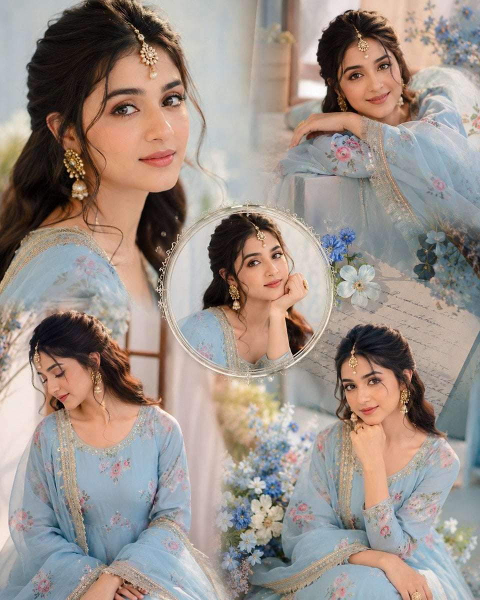 Dreamy Indian Girl Anarkali Portrait Collage