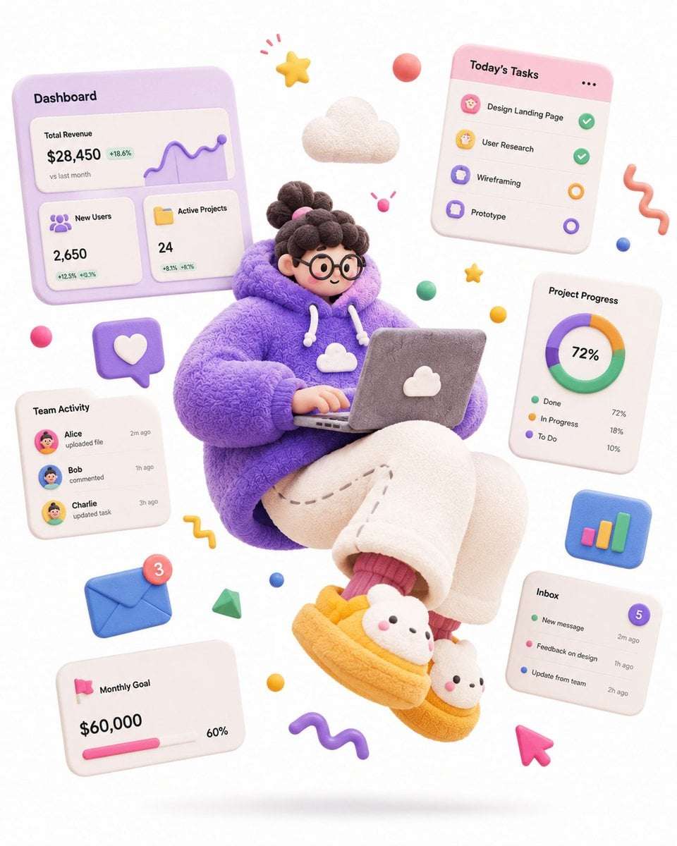 Editorial 3D Illustration SaaS Product Designer