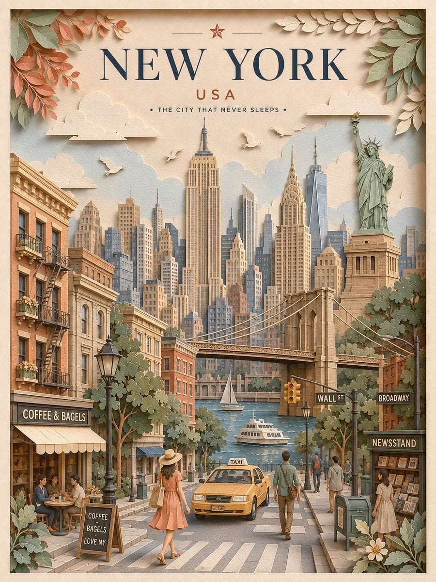 Elegant Papercut Diorama Travel Poster