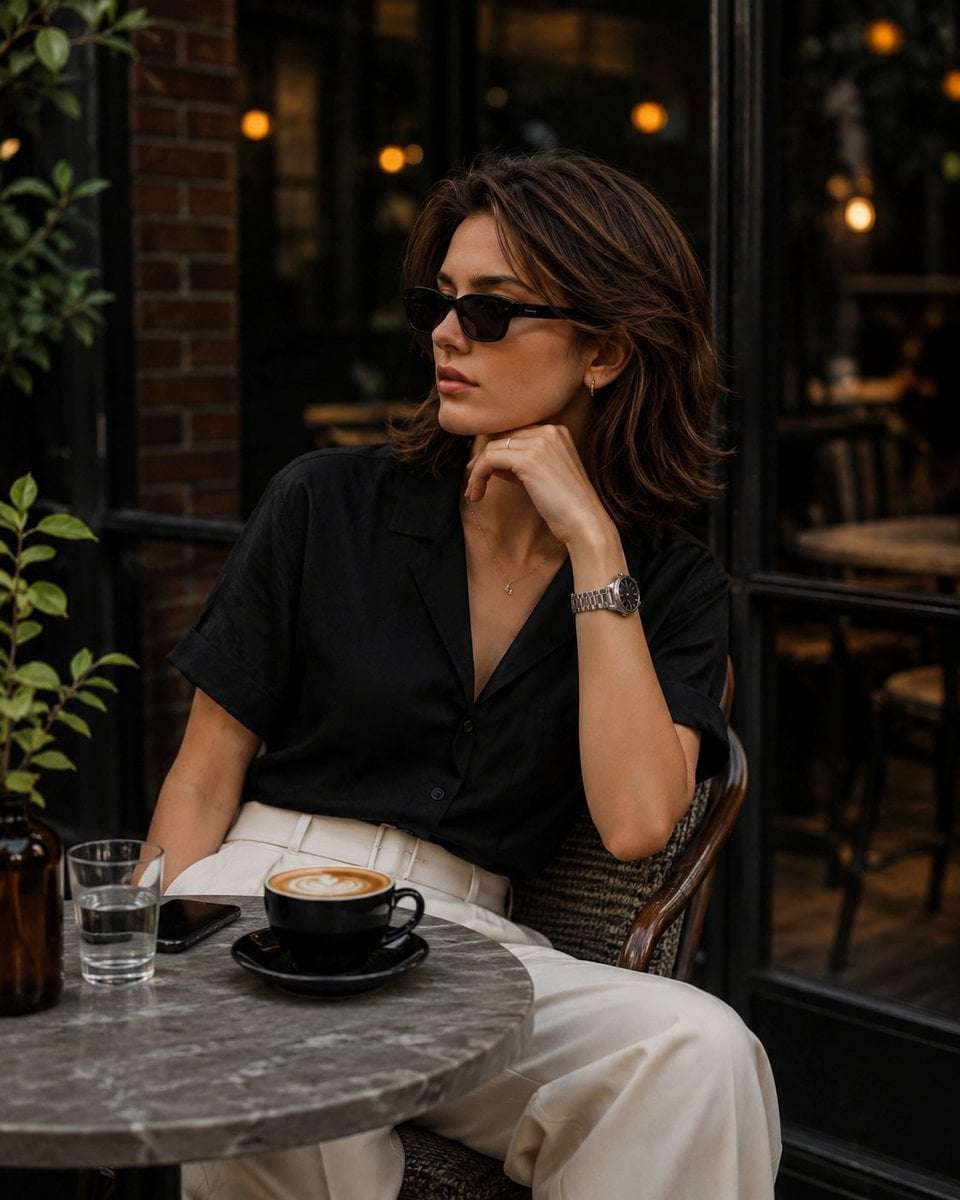 Elegant Woman Café Portrait Template