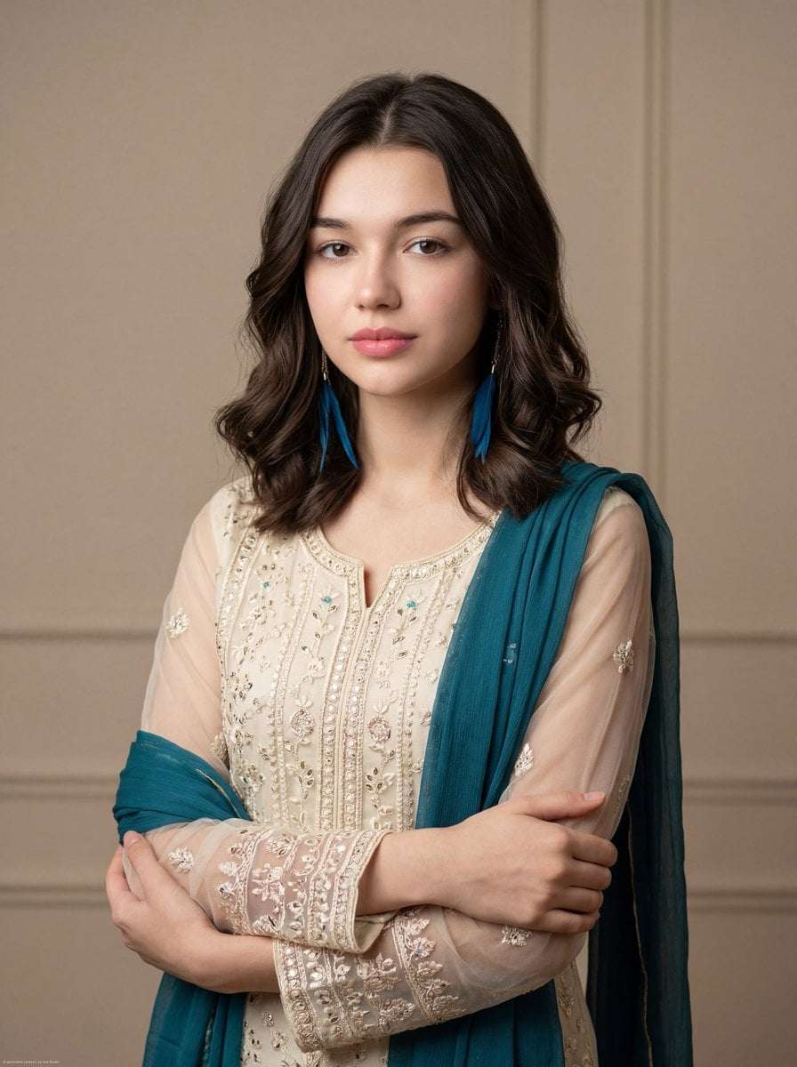Elegant Woman Traditional Attire Fashion Portrait