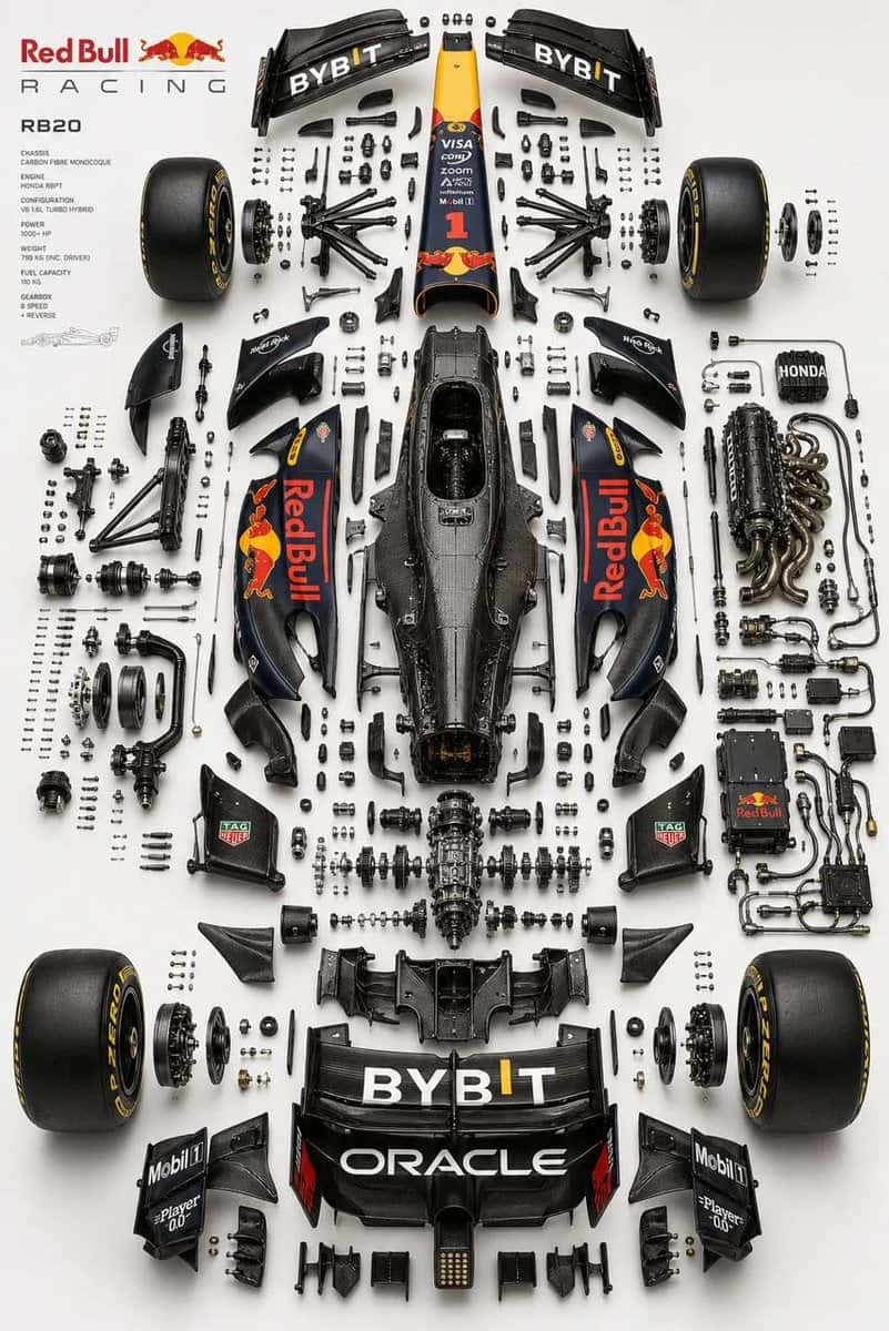Exploded Car Diagram Technical Illustration