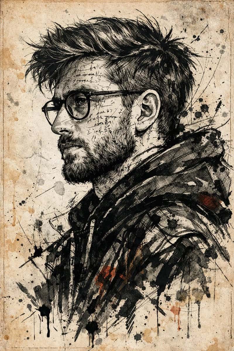 Expressive Ink Sketch Portrait Template